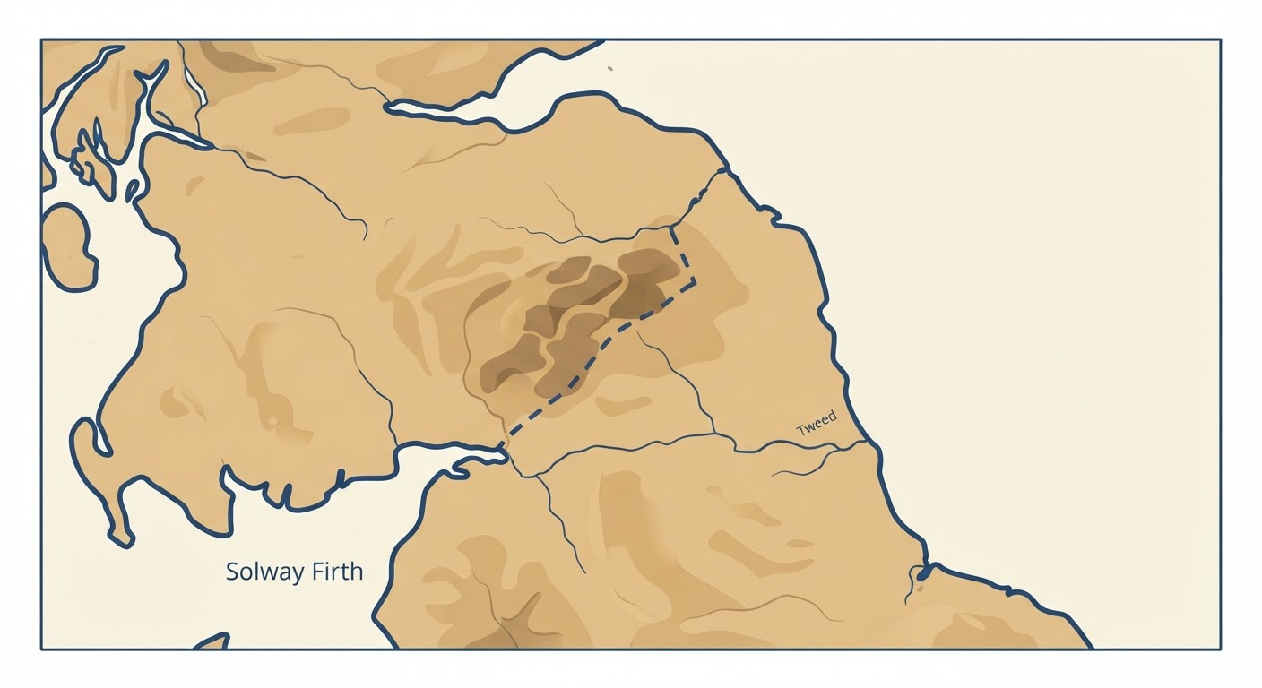 Illustrated map showing the origin of the Dandie Dinmont Terrier