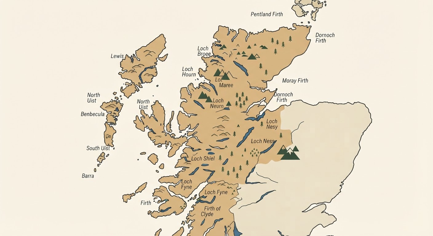 Illustrated map showing the origin of the Deerhound