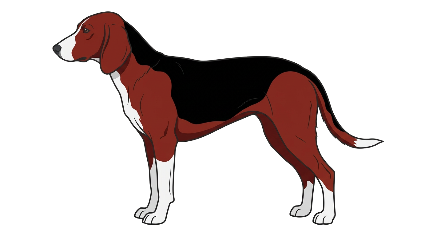 Illustration of a Deep Red with Black Saddle coat
