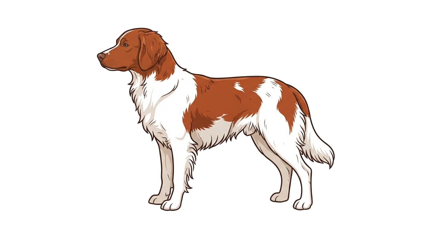 Side profile illustration of a Drentsche Patrijshond showing the points of the breed standard