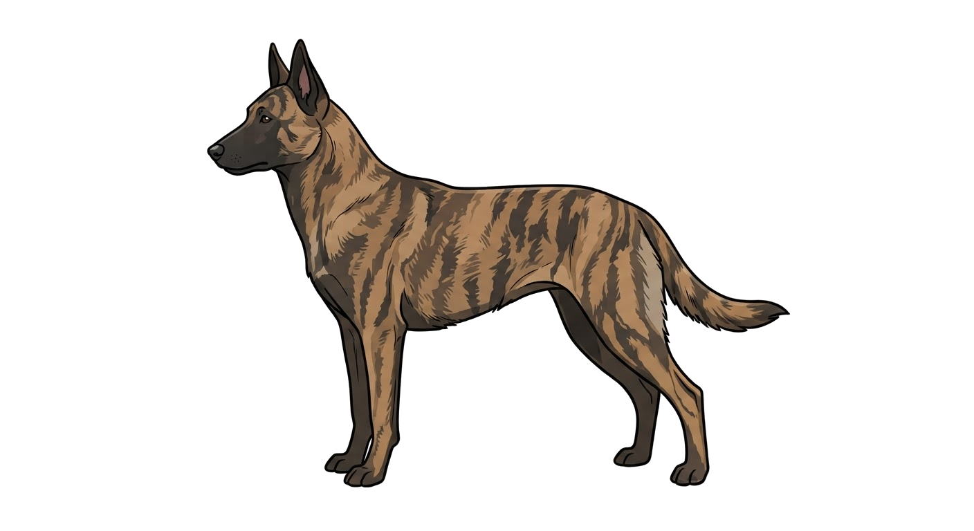 Side profile illustration of a Dutch Shepherd showing the points of the breed standard