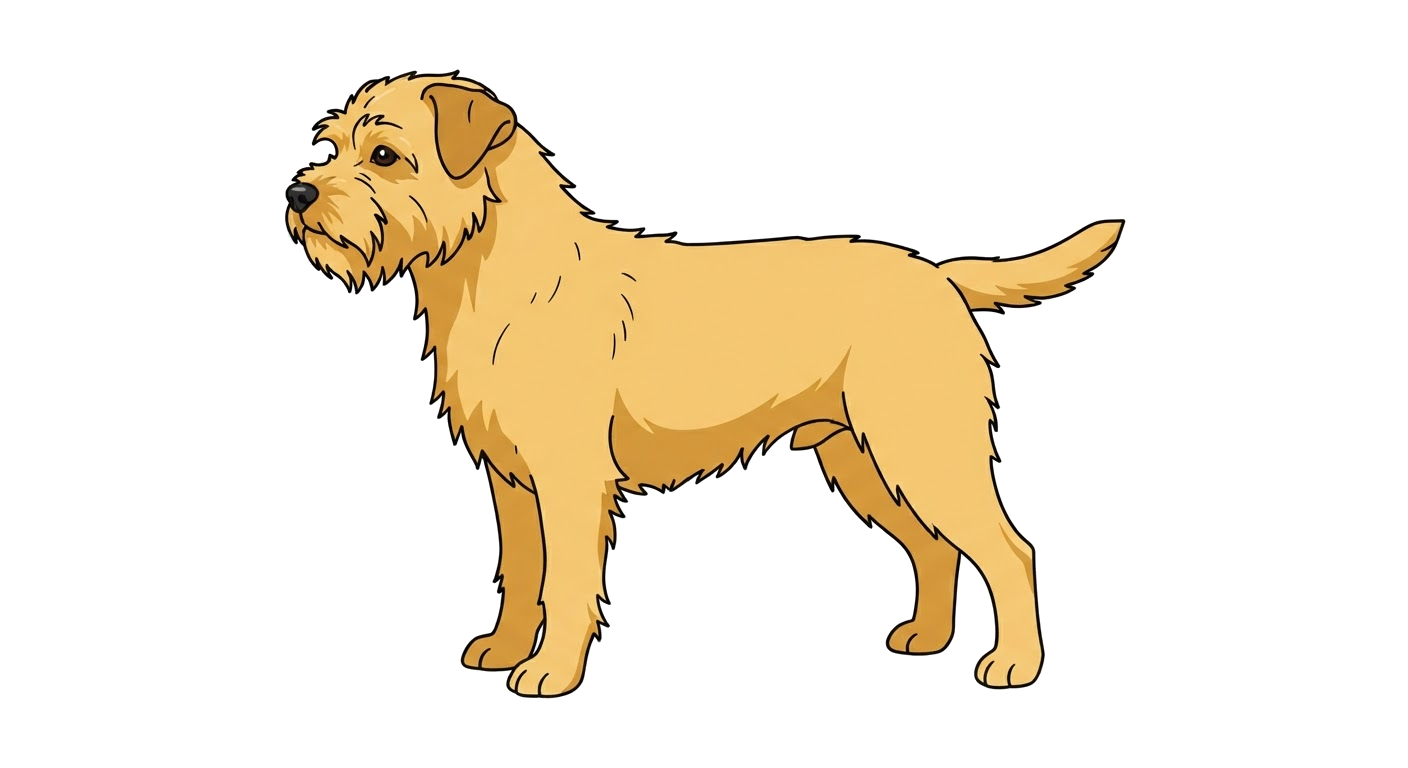 Side profile illustration of a Dutch Smoushond showing the points of the breed standard