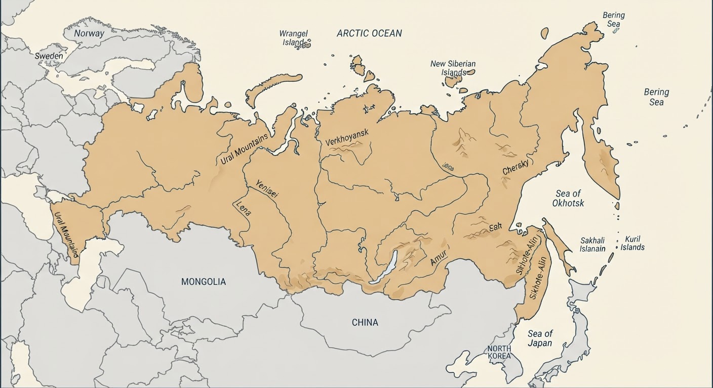Illustrated map showing the origin of the East Siberian Laika