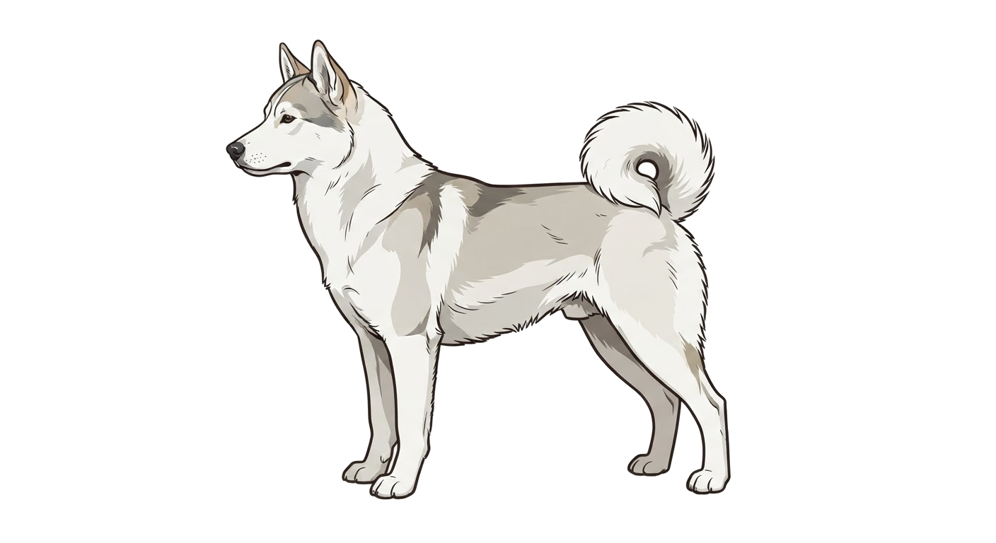 Side profile illustration of a East Siberian Laika showing the points of the breed standard
