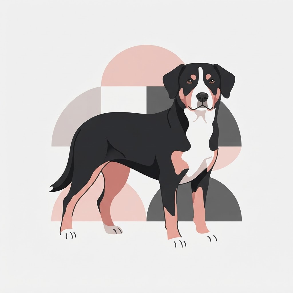 Flat vector illustration of a Entlebucher Mountain Dog