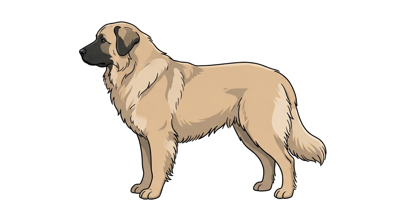 Side profile illustration of a Estrela Mountain Dog showing the points of the breed standard