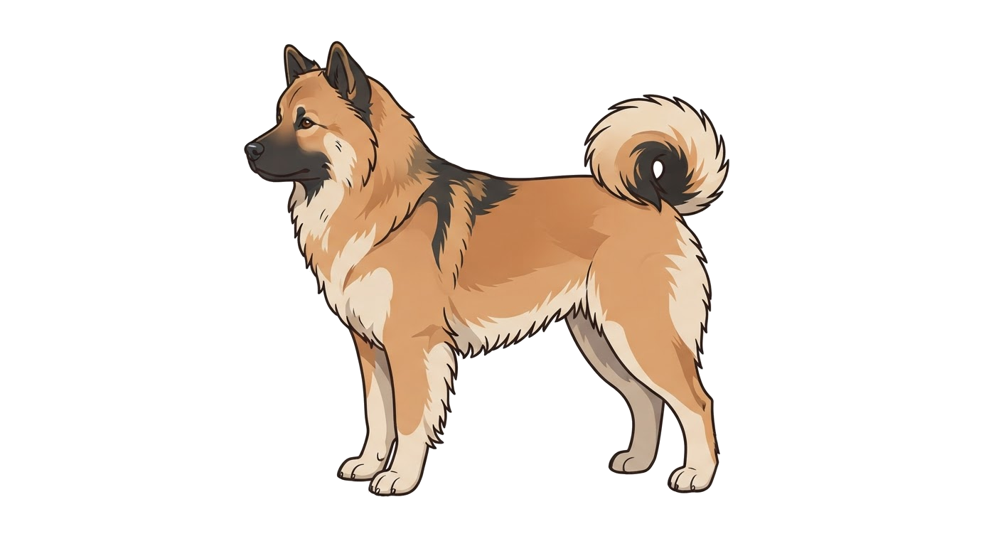 Side profile illustration of a Eurasier showing the points of the breed standard