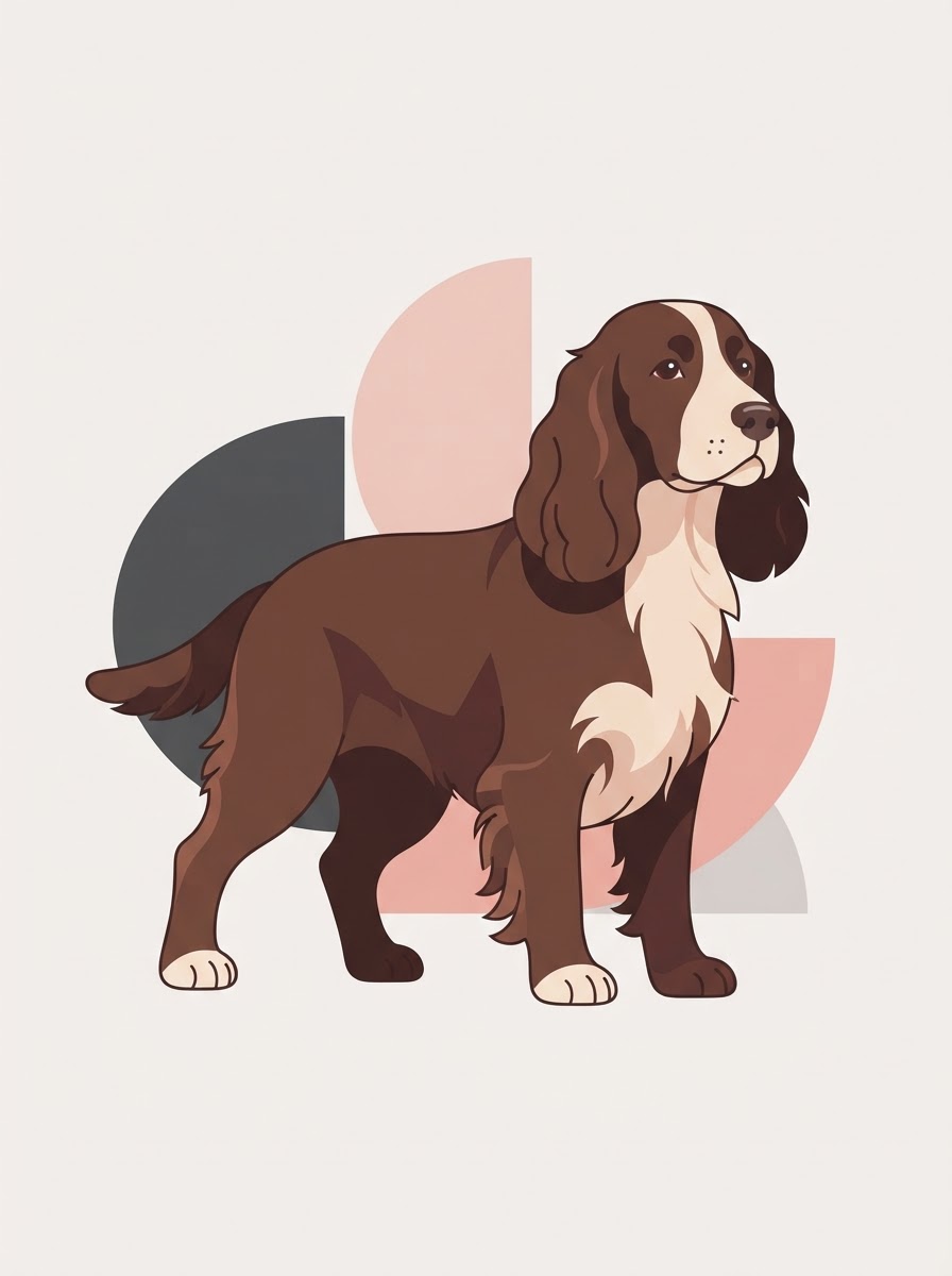 Flat vector illustration of a Field Spaniel