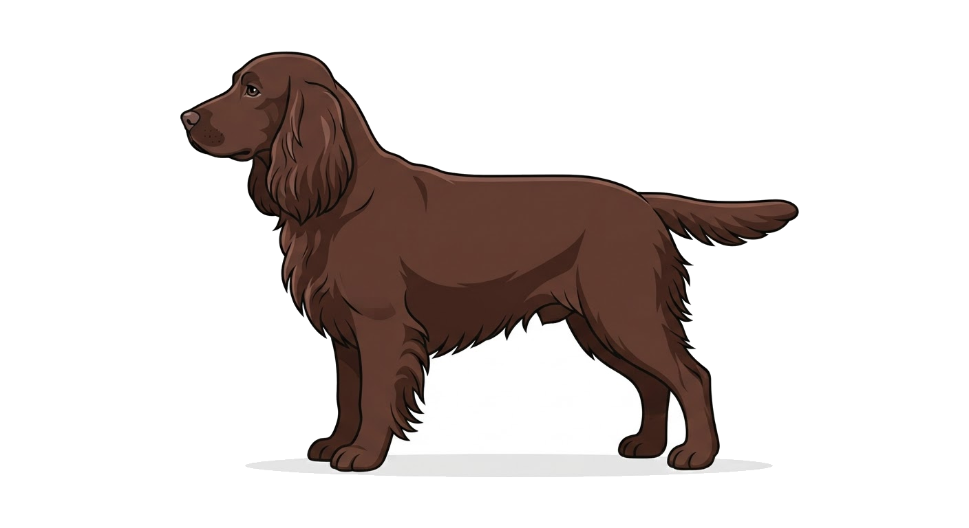 Side profile illustration of a Field Spaniel showing the points of the breed standard