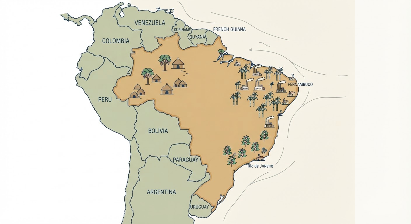 Illustrated map showing the origin of the Fila Brasileiro