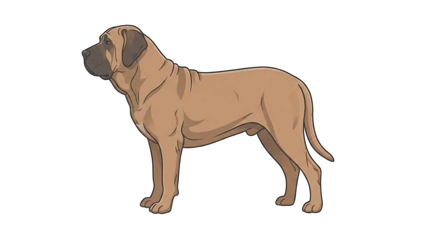 Side profile illustration of a Fila Brasileiro showing the points of the breed standard
