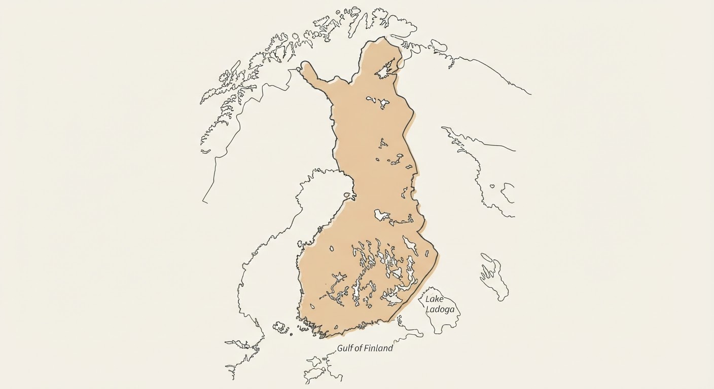 Illustrated map showing the origin of the Finnish Hound