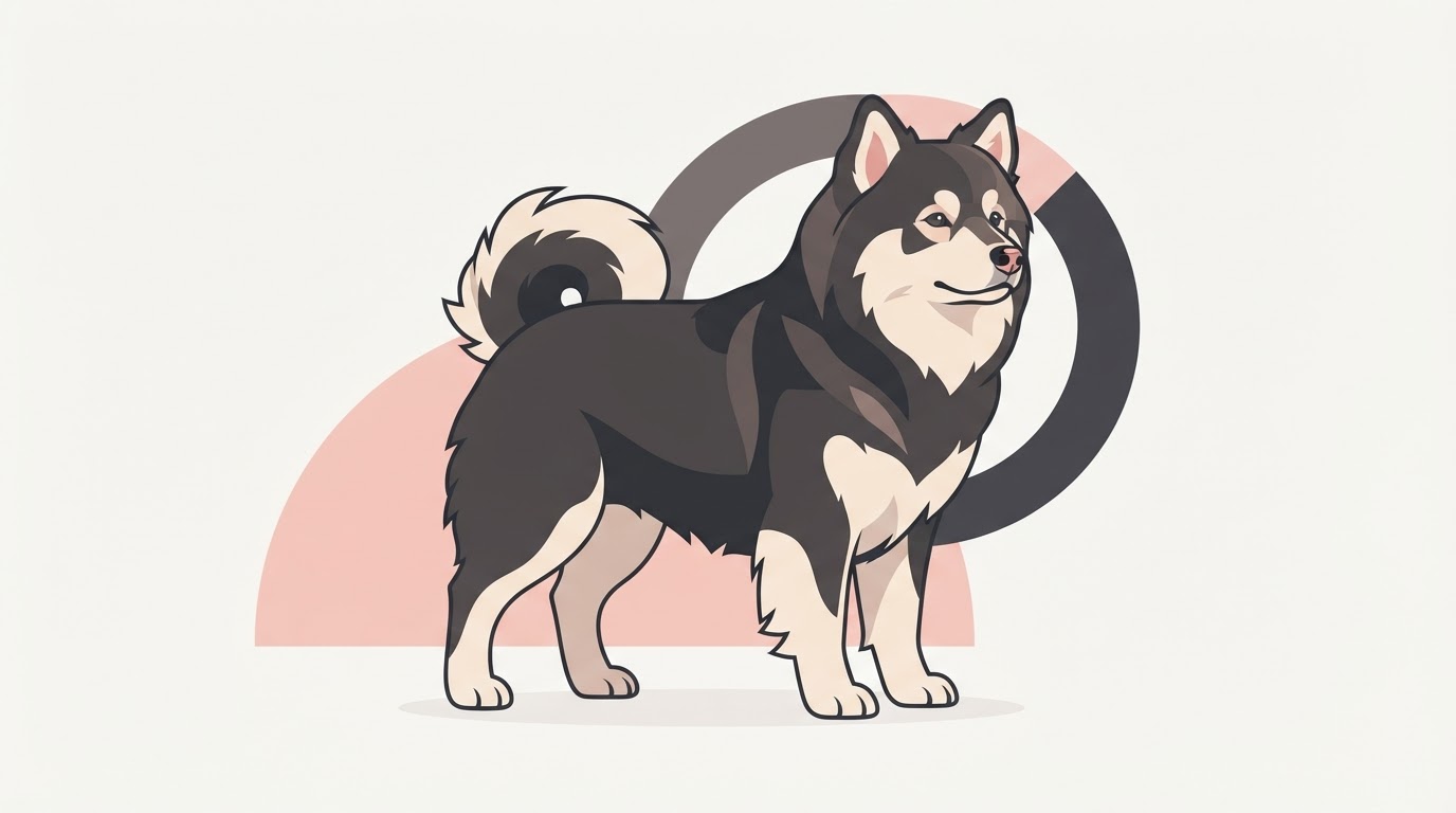 Flat vector illustration of a Finnish Lapphund