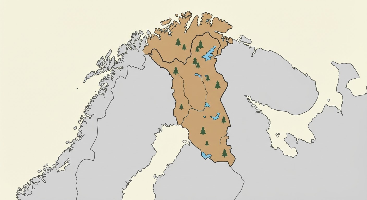 Illustrated map showing the origin of the Finnish Lapphund