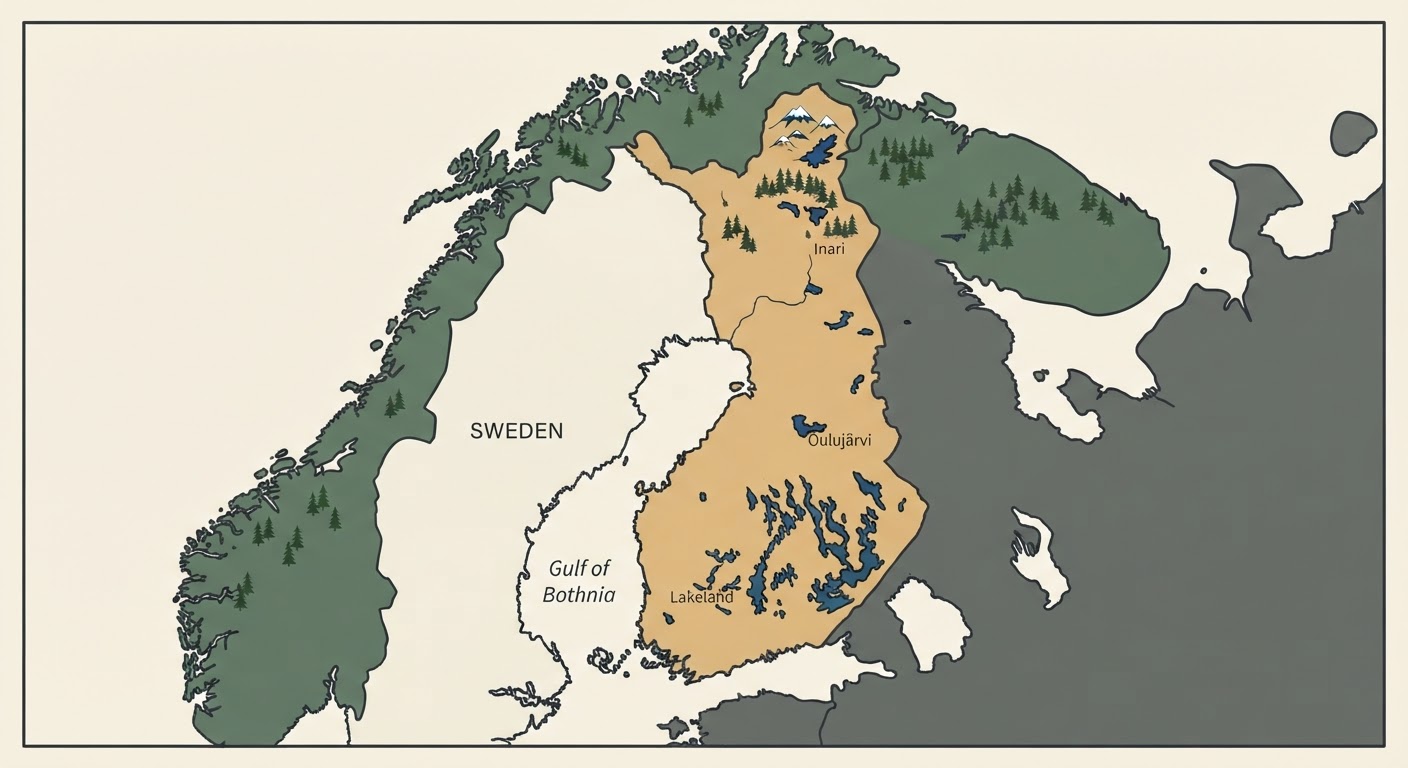 Illustrated map showing the origin of the Finnish Spitz