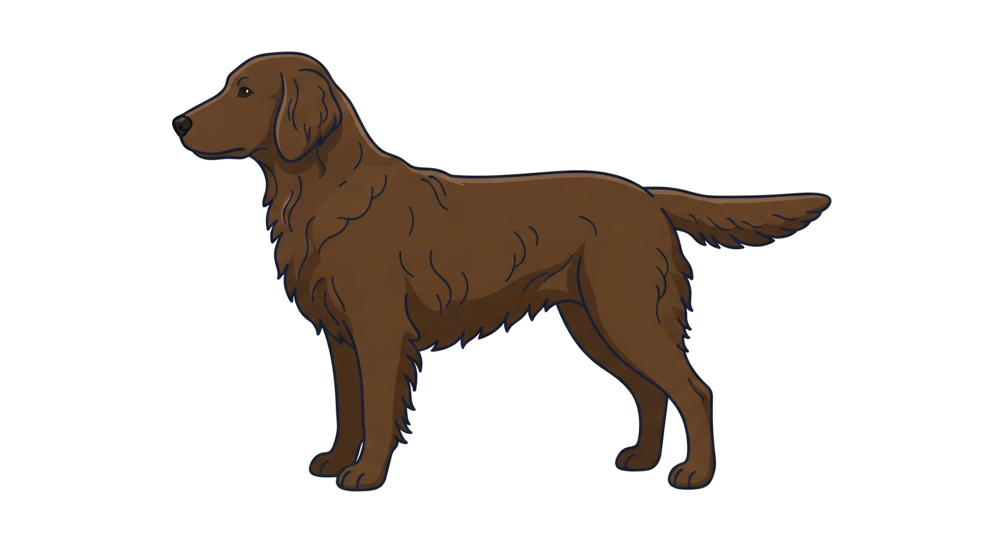 Side profile illustration of a Floodle showing the points of the breed standard