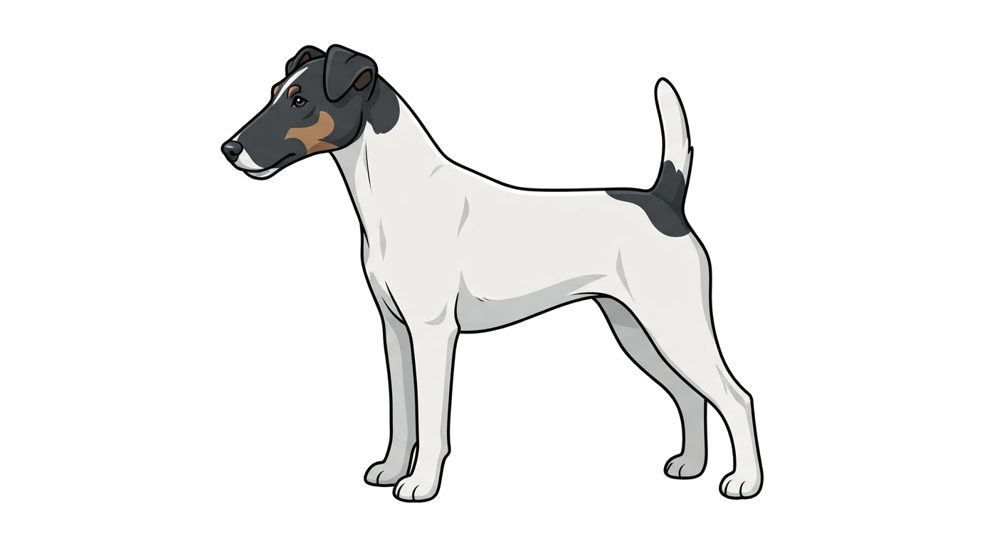 Side profile illustration of a Fox Terrier (Smooth) showing the points of the breed standard