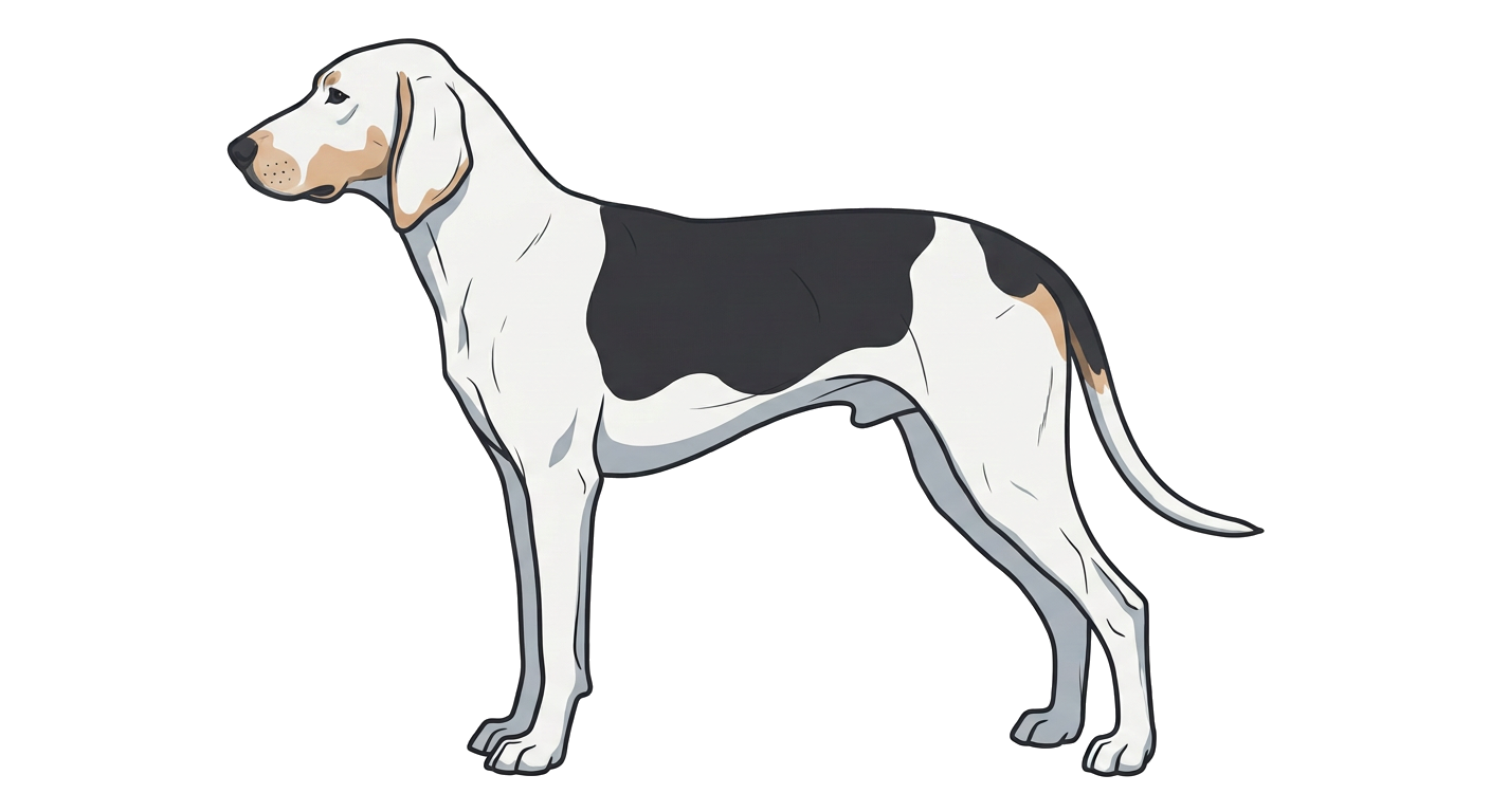 Illustration of a Black and White with Pale Tan Points coat