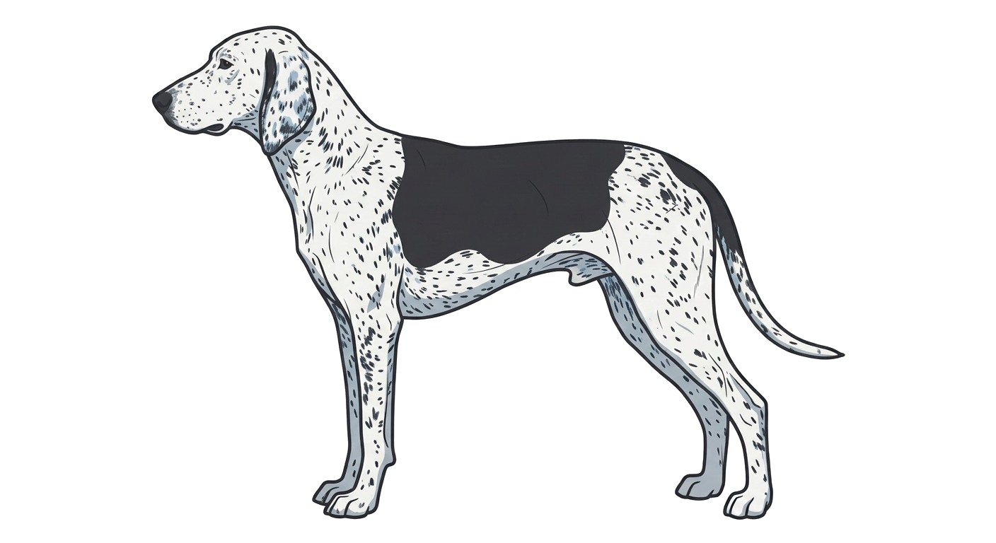 Illustration of a White and Black with Ticking coat