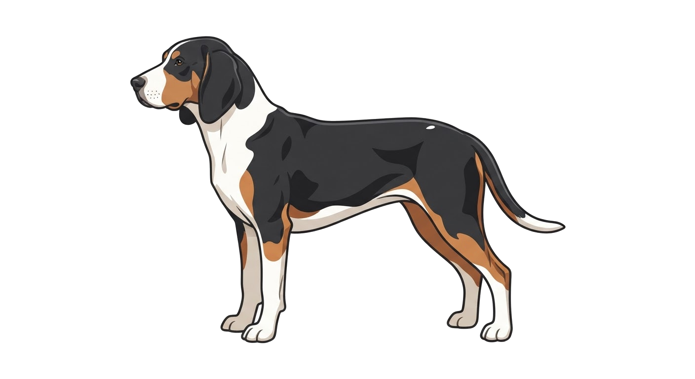 Side profile illustration of a Francais Tricolore showing the points of the breed standard
