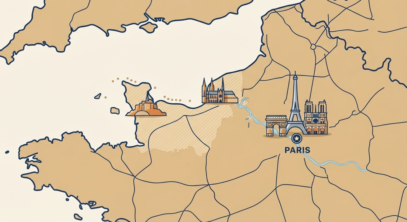 Illustrated map showing the origin of the French Bulldog