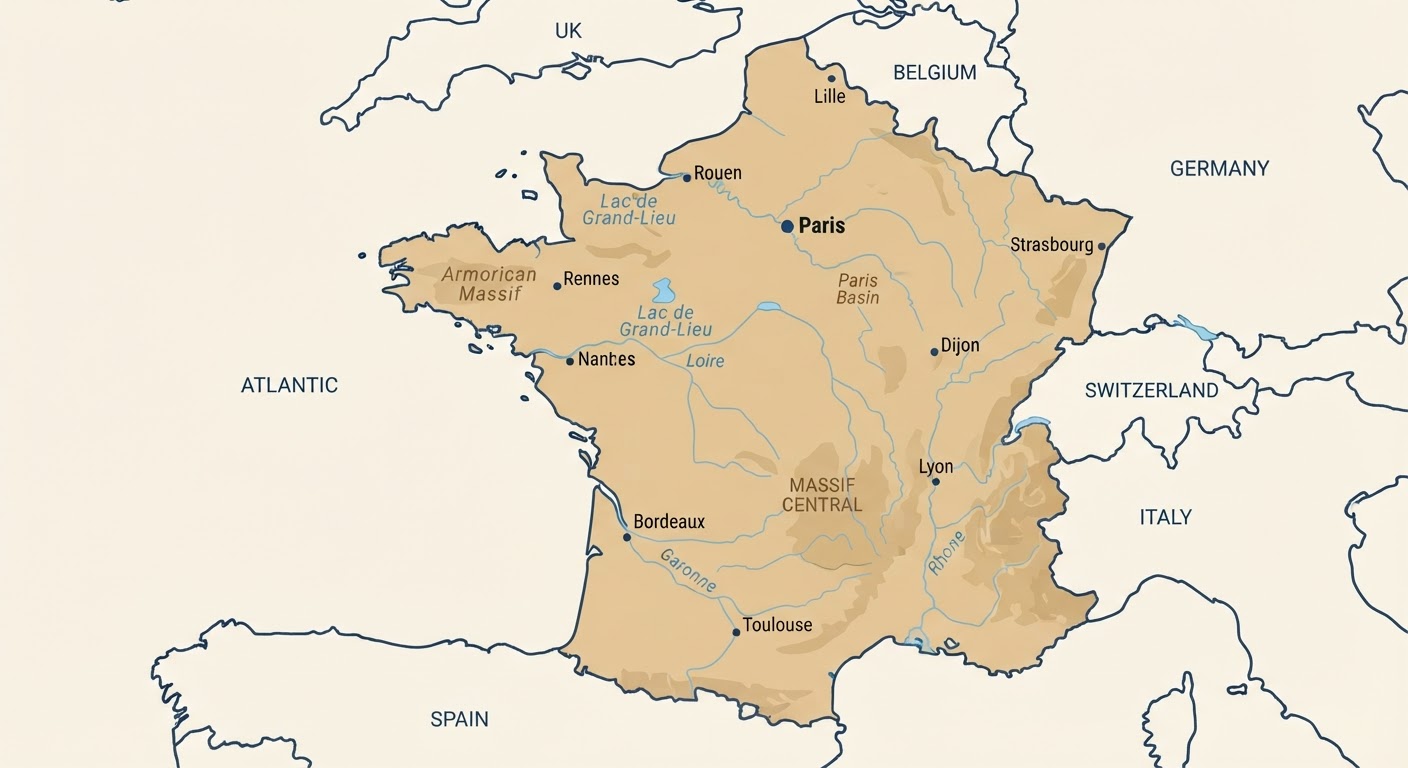 Illustrated map showing the origin of the French Spaniel