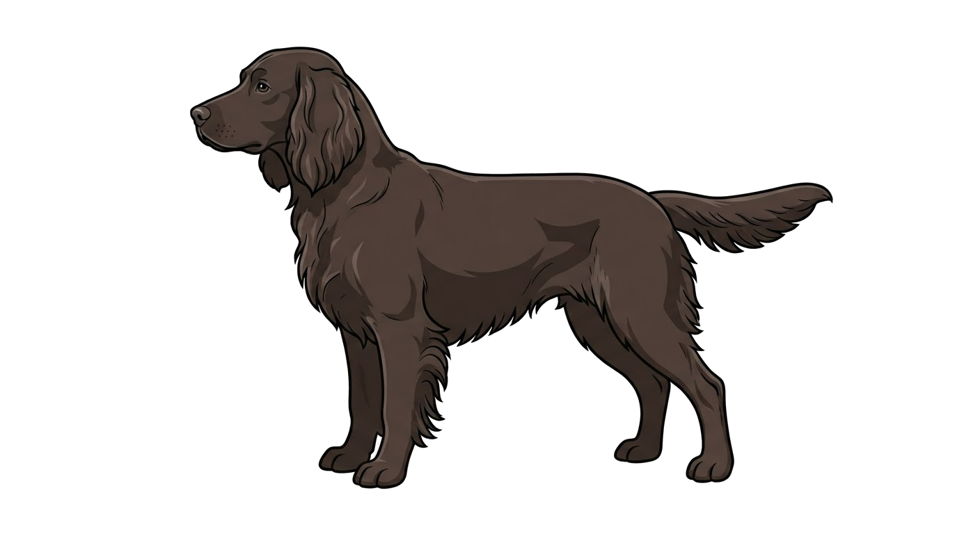 Side profile illustration of a German Spaniel showing the points of the breed standard