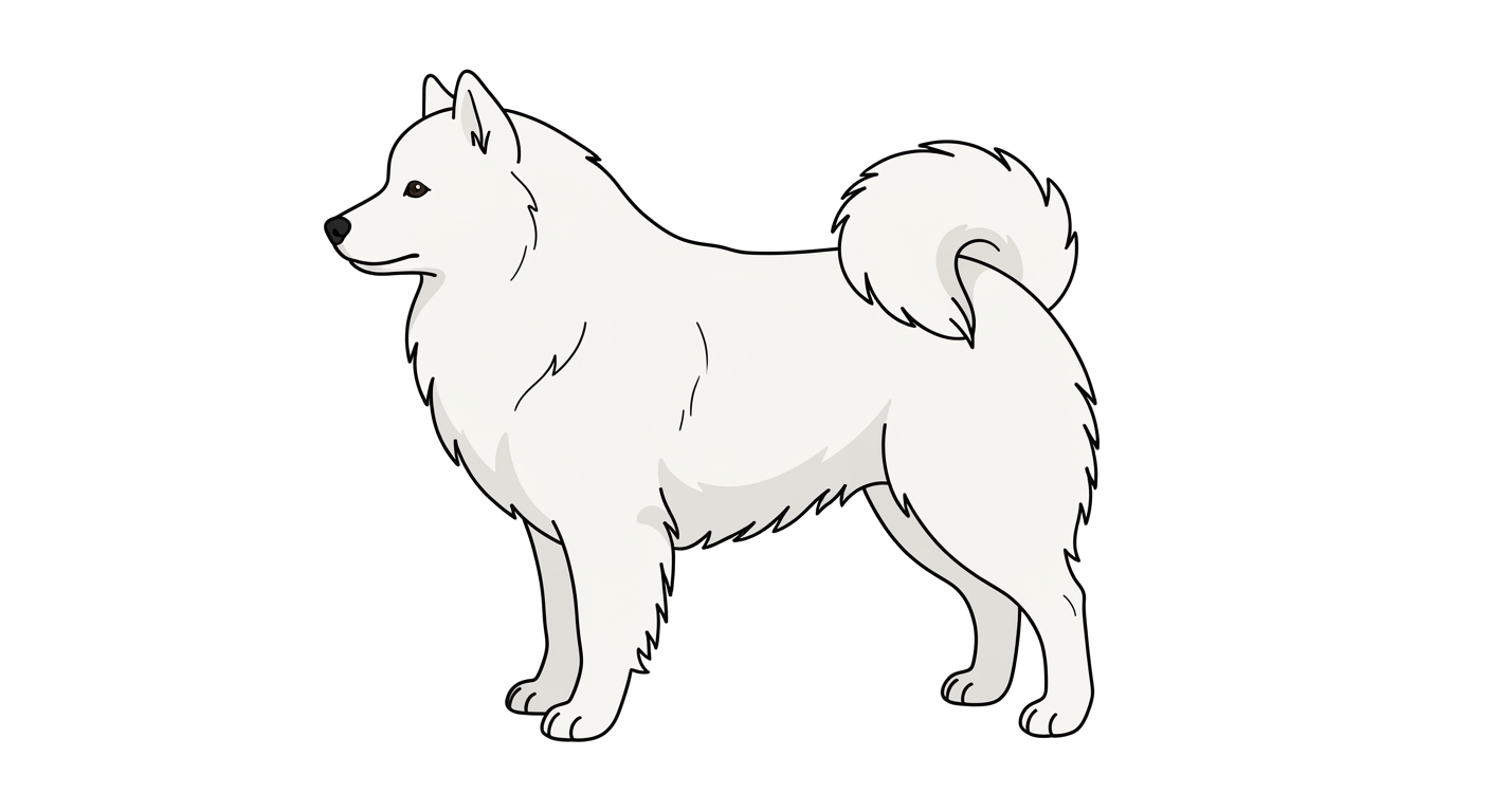 Side profile illustration of a German Spitz (Giant) showing the points of the breed standard