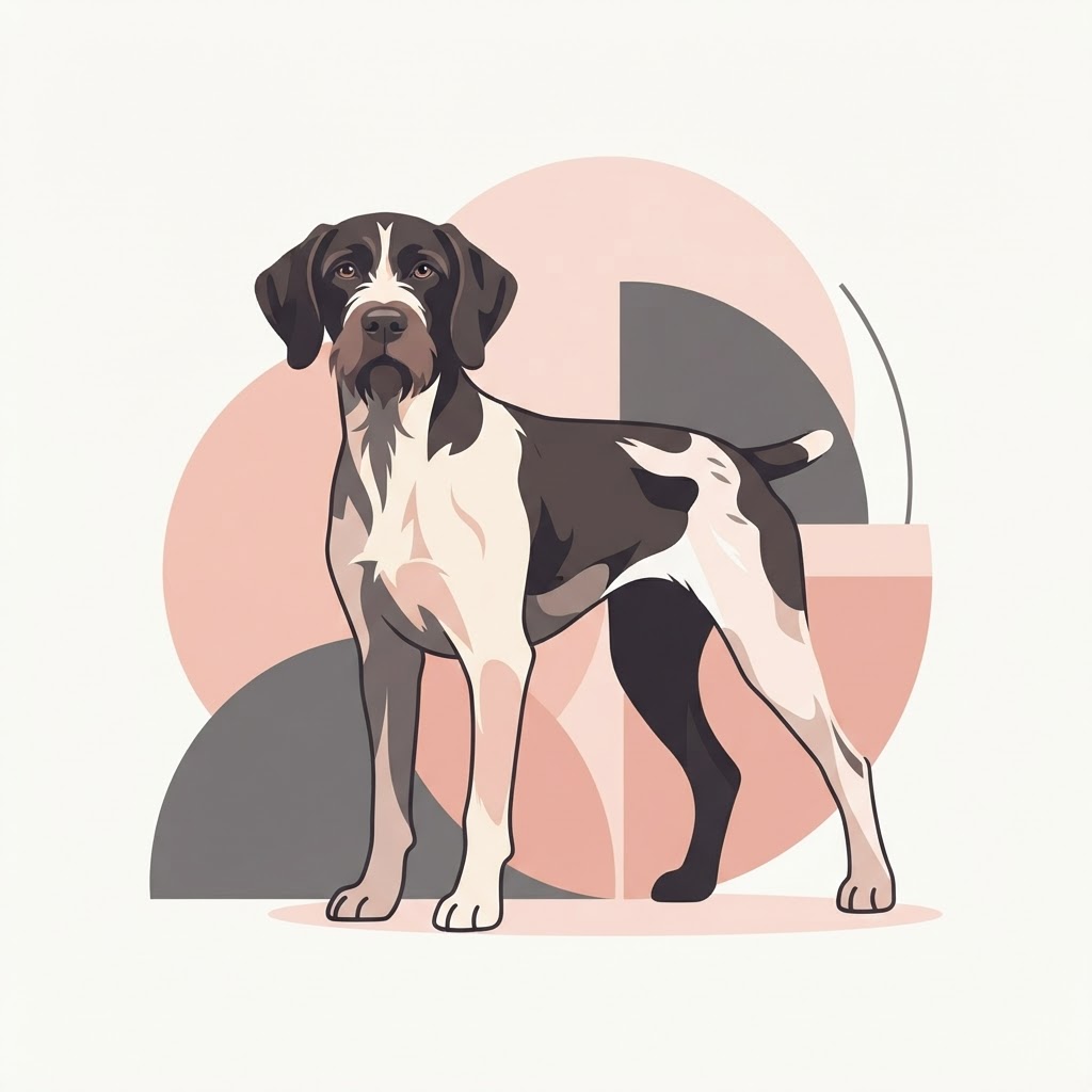 Flat vector illustration of a German Wirehaired Pointer