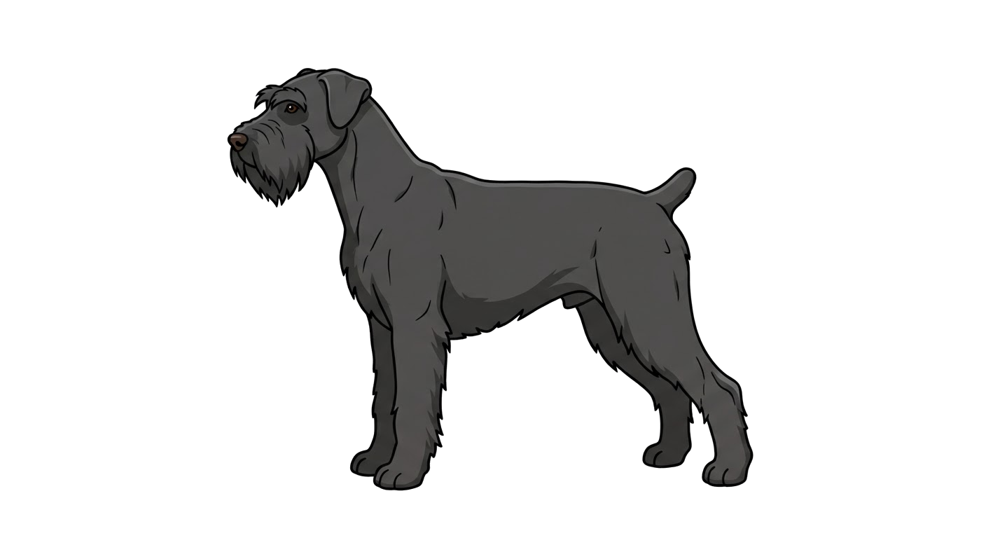 Side profile illustration of a Giant Schnauzer showing the points of the breed standard