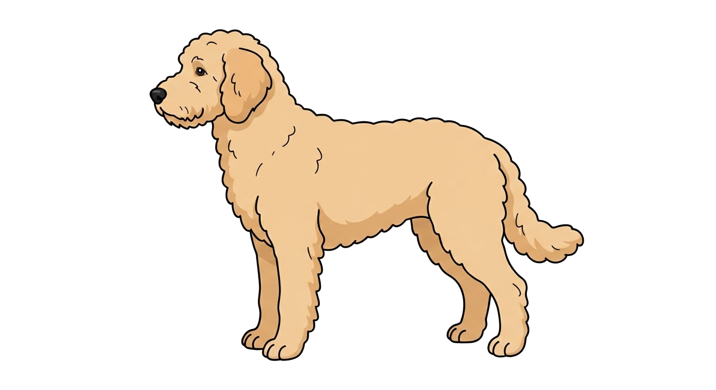 Side profile illustration of a Golden Doodle showing the points of the breed standard