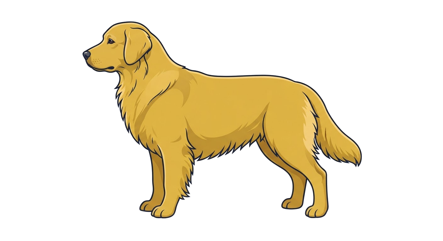 Side profile illustration of a Golden Retriever showing the points of the breed standard