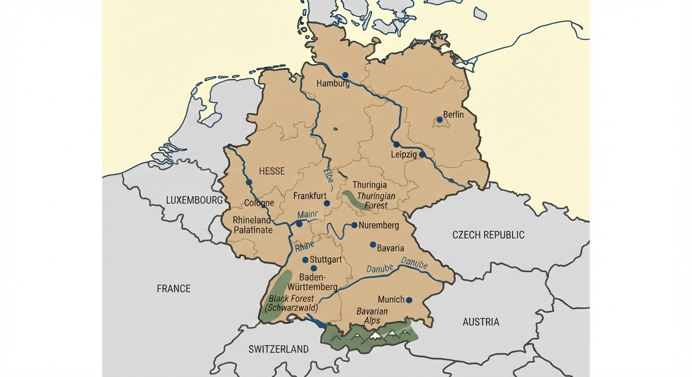Illustrated map showing the origin of the Great Dane