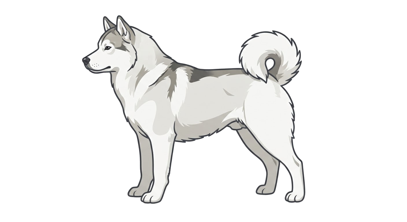 Side profile illustration of a Greenland Dog showing the points of the breed standard