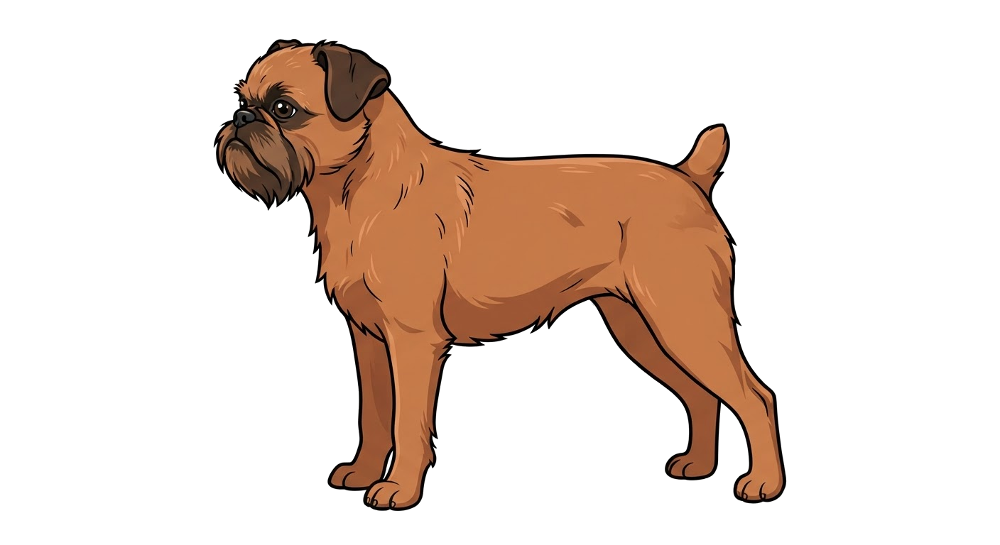 Side profile illustration of a Griffon Bruxellois showing the points of the breed standard