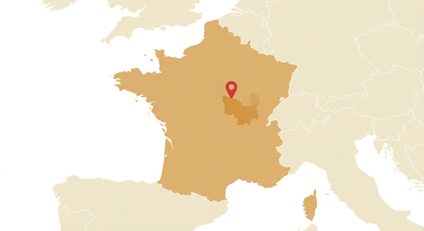 Illustrated map showing the origin of the Griffon Nivernais