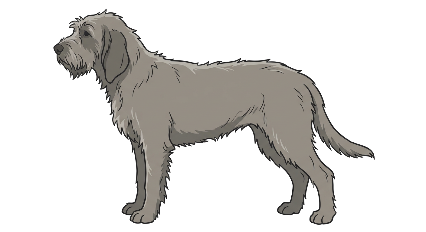 Side profile illustration of a Griffon Nivernais showing the points of the breed standard