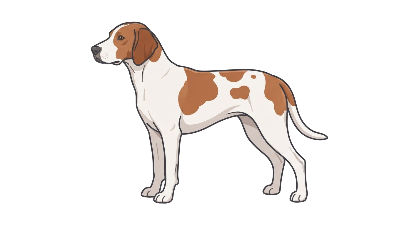 Side profile illustration of a Halden Hound showing the points of the breed standard