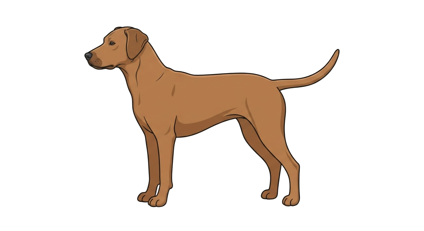 Side profile illustration of a Hellenic Hound showing the points of the breed standard