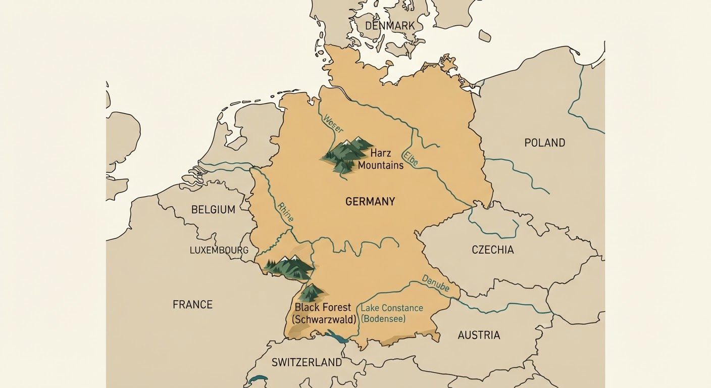 Illustrated map showing the origin of the Hovawart