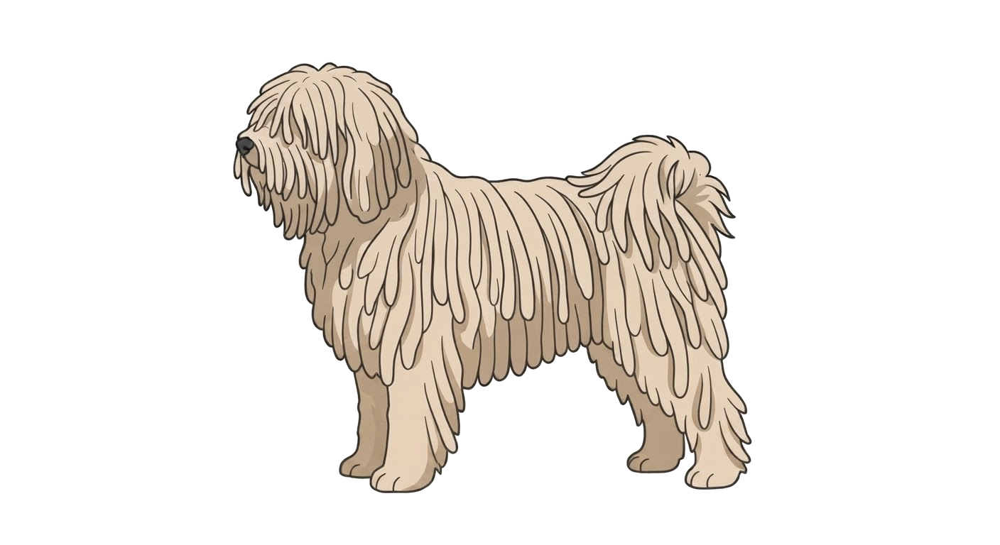 Illustration of a Fako (cream/apricot) coat