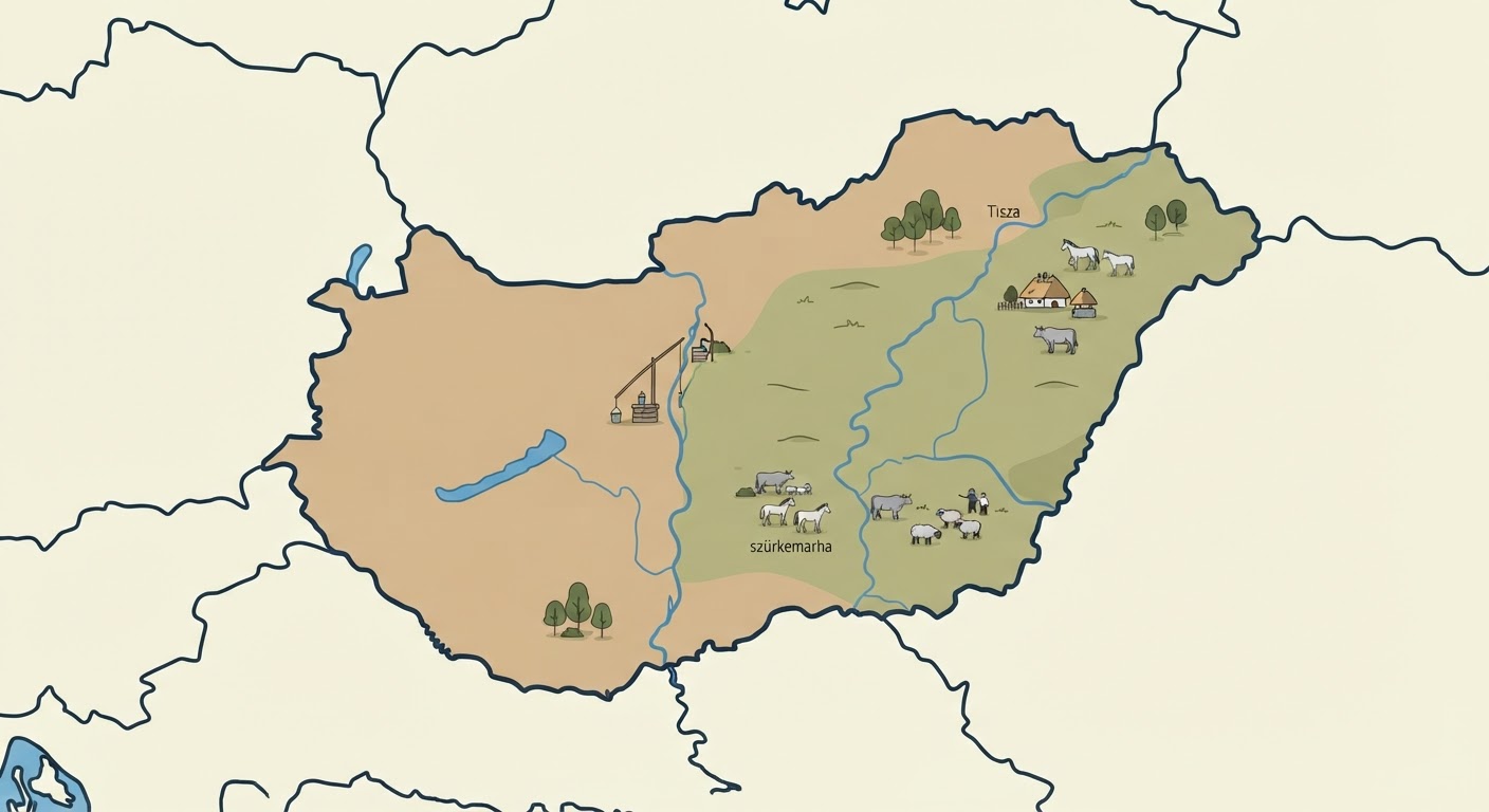 Illustrated map showing the origin of the Hungarian Pumi