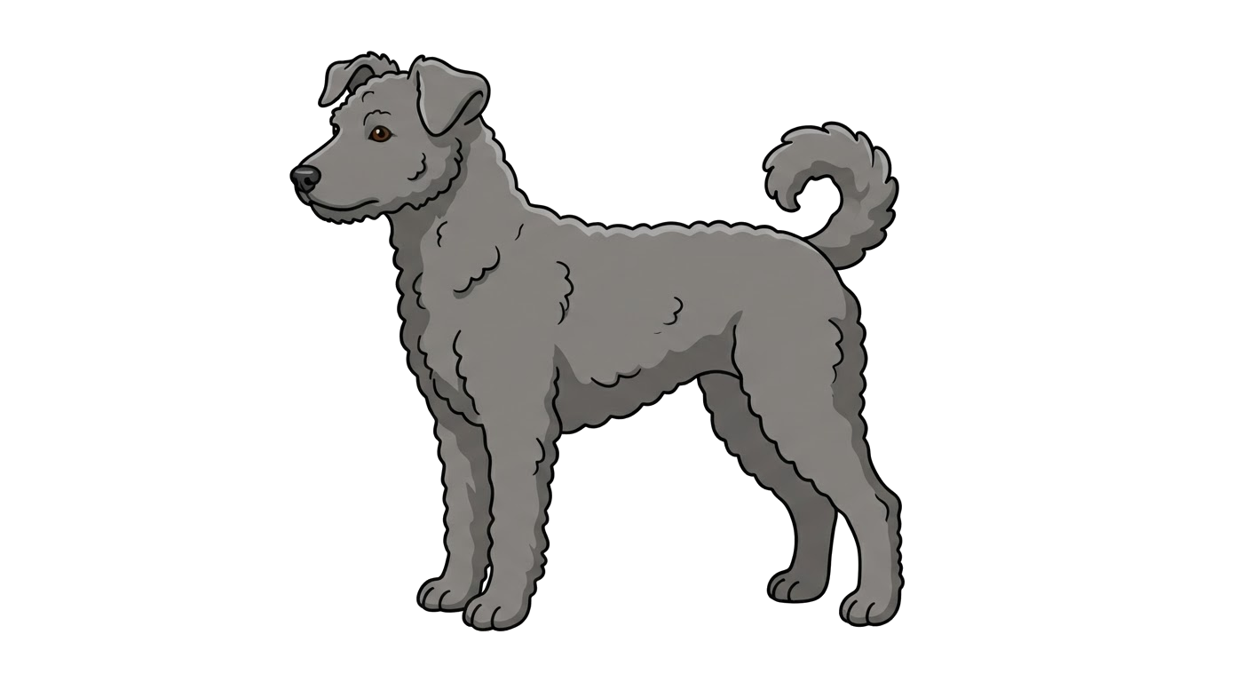 Side profile illustration of a Hungarian Pumi showing the points of the breed standard