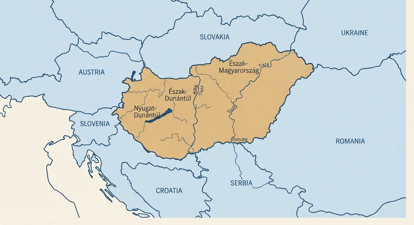 Illustrated map showing the origin of the Hungarian Vizsla