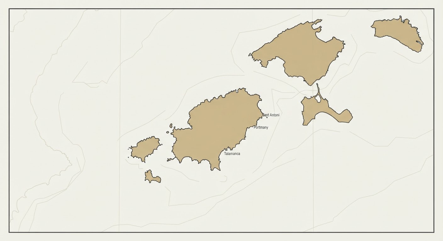 Illustrated map showing the origin of the Ibizan Hound