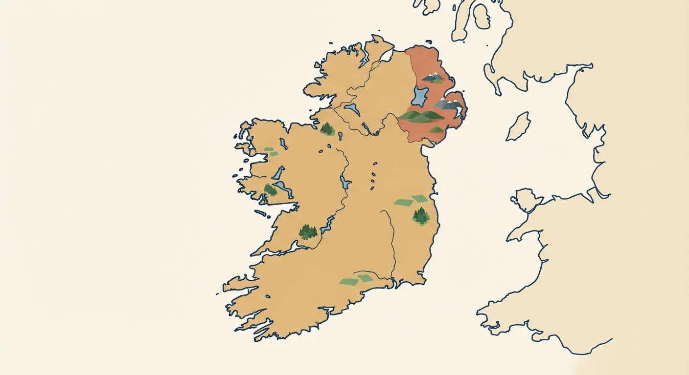 Illustrated map showing the origin of the Irish Red and White Setter
