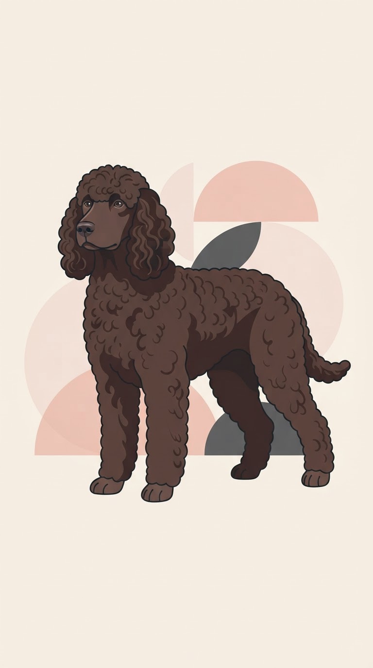 Flat vector illustration of a Irish Water Spaniel