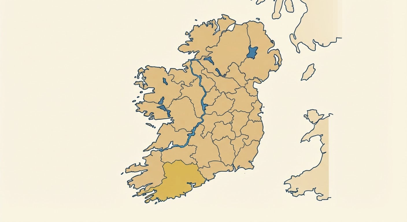 Illustrated map showing the origin of the Irish Water Spaniel