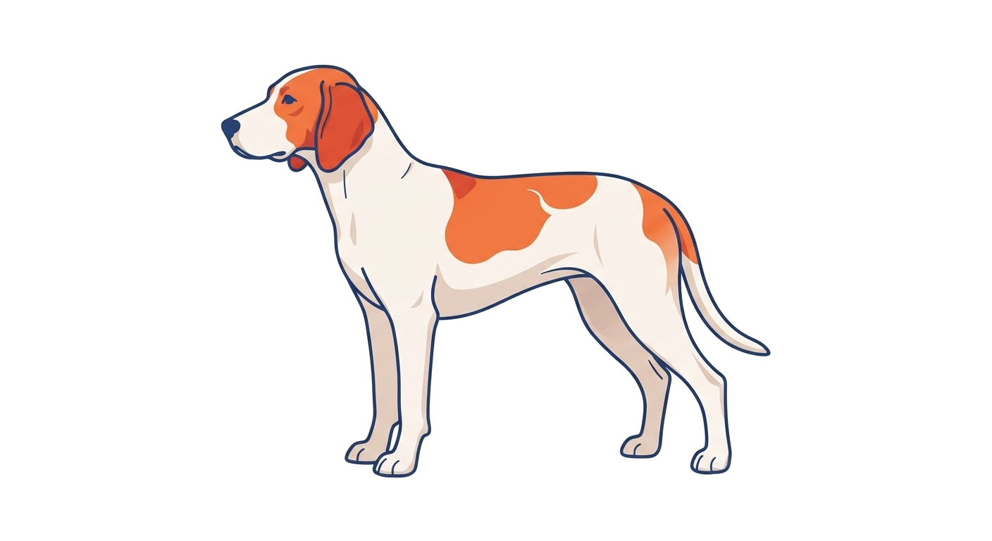 Side profile illustration of a Istrian Short-haired Hound showing the points of the breed standard