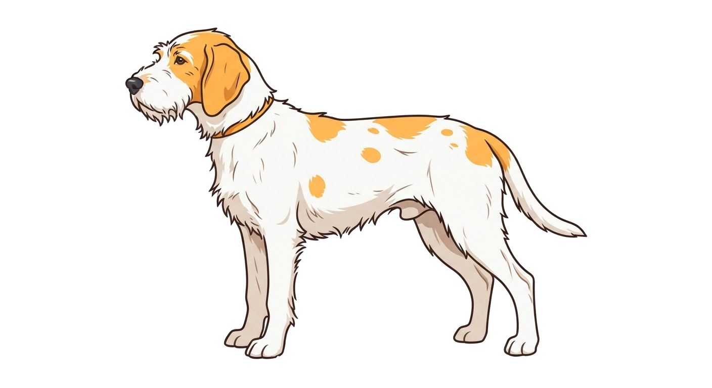 Side profile illustration of a Istrian Wire-haired Hound showing the points of the breed standard